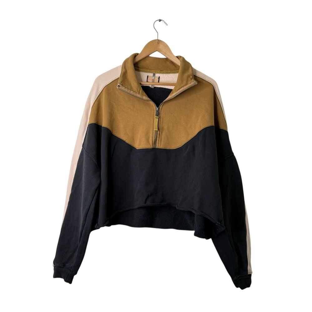 Free People Movement Split Second Color Block 1/2 Zip Pullover Sz S Oversized